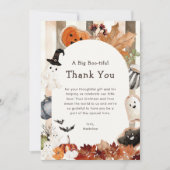 Whimsical Halloween Ghost Pumpkin Baby Shower Bedankkaart (Voorkant)