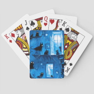 Whimsical Halloween gotische griezelige zwarte kat Pokerkaarten