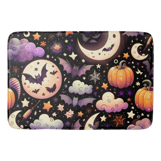 Whimsical Halloween Night Sky Pattern Badmat (Voorkant)