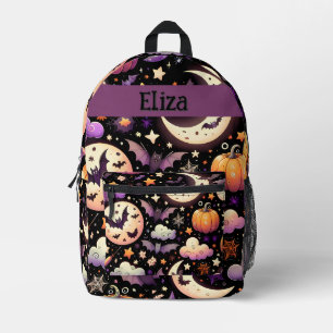 Whimsical Halloween Night Sky Pattern Bedrukte Rugzak