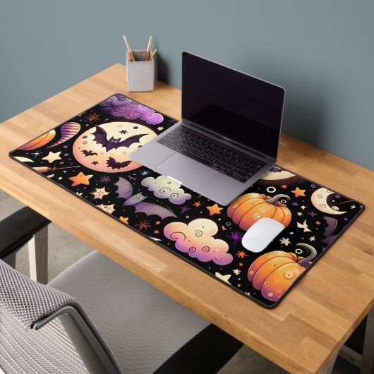 Whimsical Halloween Night Sky Pattern Bureaumat (Kantoor 2)