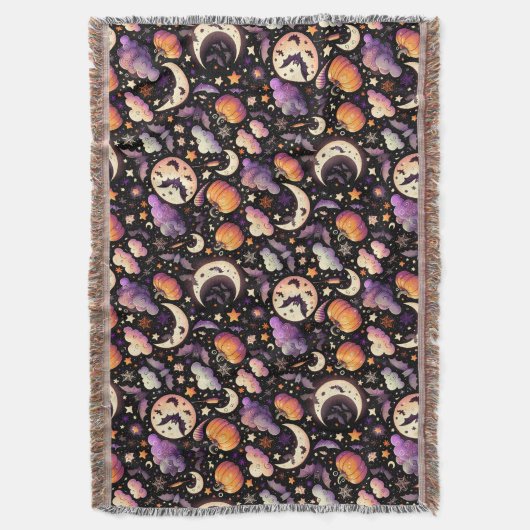 Whimsical Halloween Night Sky Pattern Deken (Voorkant Verticaal)