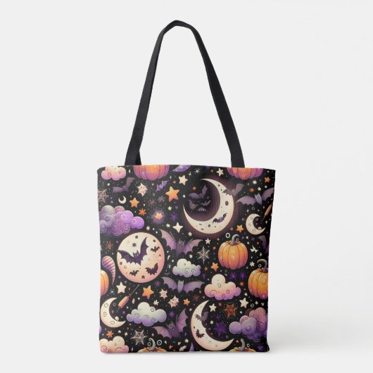 Whimsical Halloween Night Sky Pattern Draagtas (Achterkant)