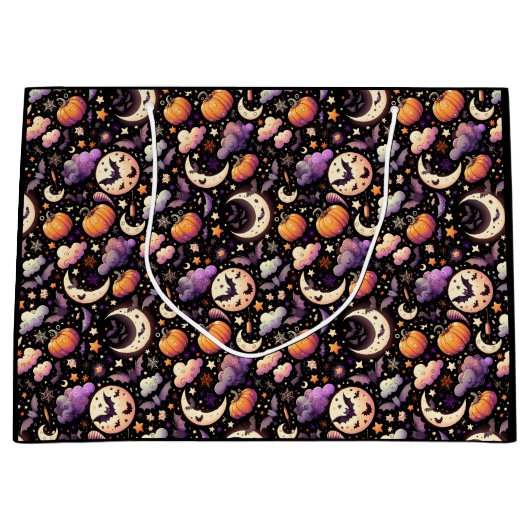 Whimsical Halloween Night Sky Pattern Groot Cadeauzakje (Voorkant)