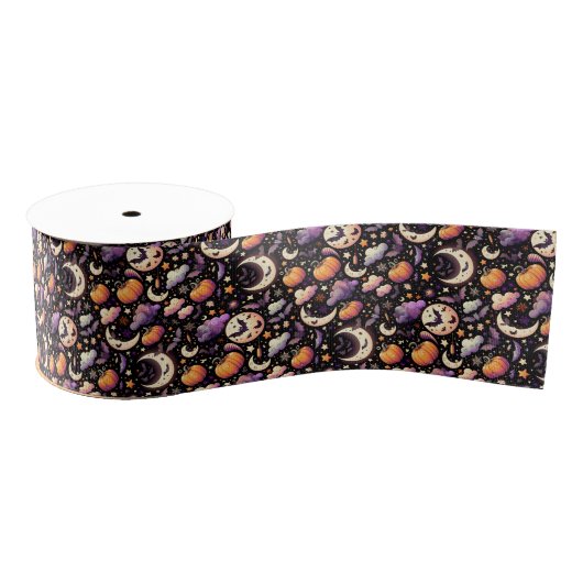 Whimsical Halloween Night Sky Pattern Grosgrain Lint (Spoel)
