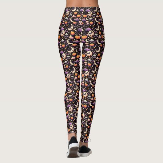 Whimsical Halloween Night Sky Pattern Leggings (Achterkant)