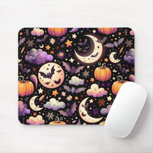 Whimsical Halloween Night Sky Pattern Muismat (Met muis)