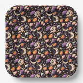 Whimsical Halloween Night Sky Pattern Papieren Bordje (Voorkant)