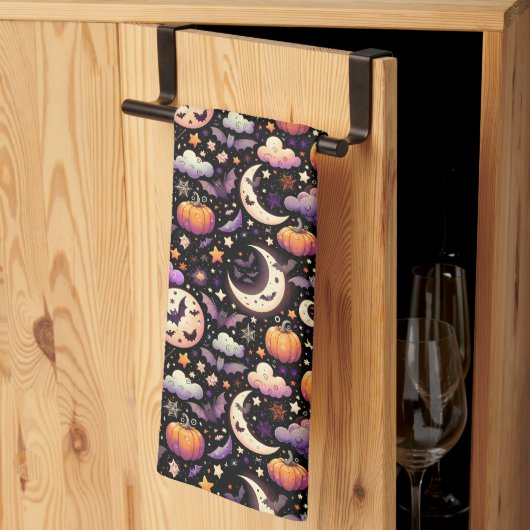 Whimsical Halloween Night Sky Pattern Theedoek (Derde Gevouwen)