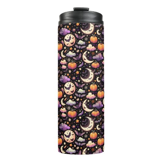 Whimsical Halloween Night Sky Pattern Thermosbeker (Voorkant)