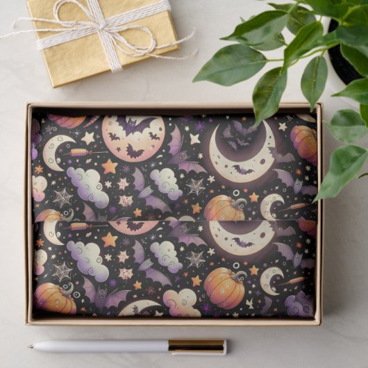 Whimsical Halloween Night Sky Pattern Tissuepapier (Geschenk)
