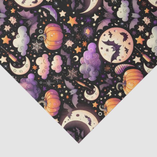Whimsical Halloween Night Sky Pattern Tissuepapier (Detail)