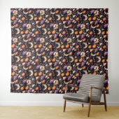 Whimsical Halloween Night Sky Pattern Wandkleed (In Situ (horizontaal))