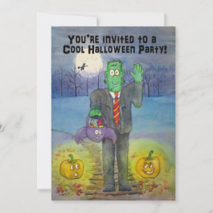 Whimsical Halloween Party Invitation Cute Kaart