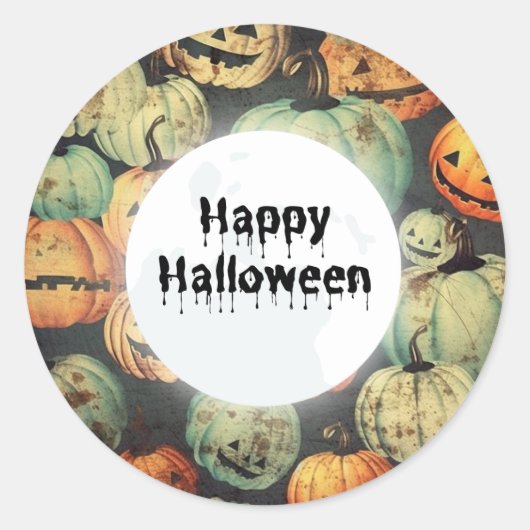 Whimsical  Halloween pompoen Ronde Sticker (Voorkant)