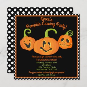 Whimsical Halloween Pumpkin Carving Costume Party Kaart