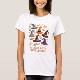 Whimsical Halloween Witch Pet Borduurwerk Ontwerp T-shirt