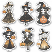 Whimsical Hallowwen Witches Sticker Set (Voorkant)