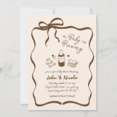 Whimsical Hand Drawn Baby is Brewing Baby Shower Kaart (Voorkant)