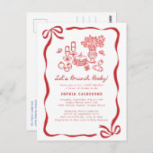 Whimsical Hand Drawn Baby shower Brunch Briefkaart (Voorkant / Achterkant)