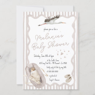 Whimsical Hand Drawn Beige Neutraal Baby shower Kaart