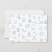 Whimsical Hand Drawn Blue Wedding Bedankkaart (Achterkant)