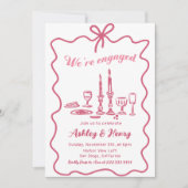 Whimsical Hand Drawn Bow Engagement Party Kaart (Voorkant)