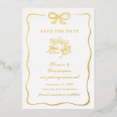 Whimsical Hand Drawn Bow Frame Save the Date Folie Uitnodiging (Voorkant)