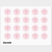 Whimsical Hand-Drawn Bow Roze Kerstmis Ronde Sticker (Vel)