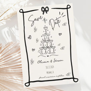 Whimsical Hand Drawn Bow Scribble Sla de datum op Kaart