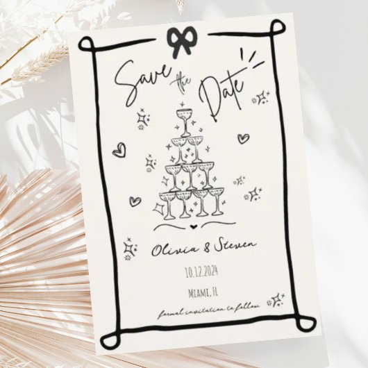 Whimsical Hand Drawn Bow Scribble Sla de datum op Kaart