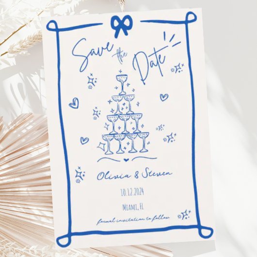 Whimsical Hand Drawn Bow Scribble Sla de datum op Kaart