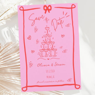 Whimsical Hand Drawn Bow Scribble Sla de datum op Kaart