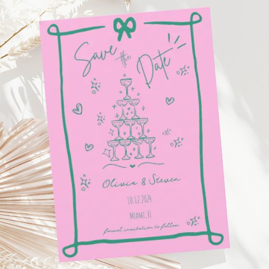 Whimsical Hand Drawn Bow Scribble Sla de datum op Kaart