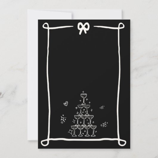 Whimsical Hand Drawn Bow Scribble Sla de datum op Kaart (Achterkant)