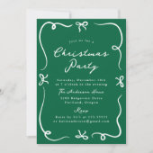Whimsical Hand-Drawn Bows Green Christmas Party Kaart (Voorkant)