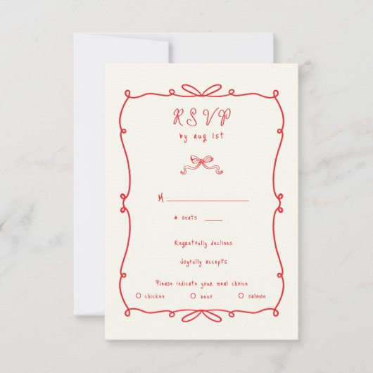 Whimsical Hand Drawn Bows RSVP Response Kaart (Voorkant)