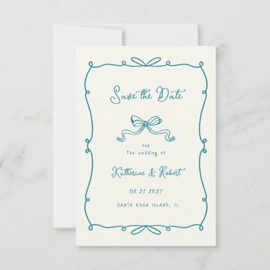 Whimsical Hand Drawn Bows Save the Date Kaart (Voorkant)