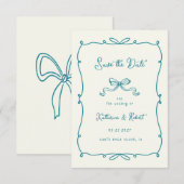 Whimsical Hand Drawn Bows Save the Date Kaart (Voorkant / Achterkant)