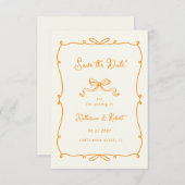 Whimsical Hand Drawn Bows Save the Date Kaart (Voorkant / Achterkant)