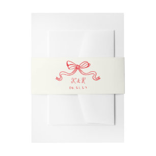 Whimsical Hand Drawn Bows Wedding Belly Band Uitnodigingen Wikkel