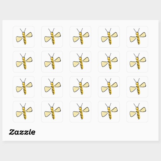 Whimsical Hand Drawn Bumble Bee stickers (Feuille)