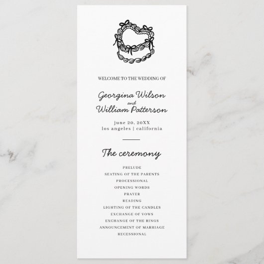 Whimsical Hand-Drawn Cake Wedding Platte Programma (Voorkant)