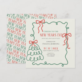 Whimsical Hand Drawn Champagne New Years Eve Party Kaart