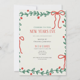 Whimsical Hand Drawn Champagne New Years Eve Party Kaart