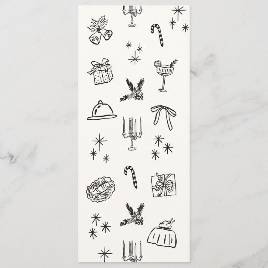 Whimsical, Hand drawn Christmas Dinner Flat Menu (Dos)