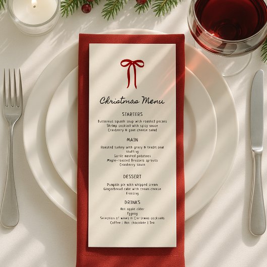Whimsical, Hand drawn Christmas Dinner Flat Menu