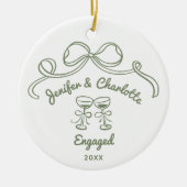Whimsical Hand Drawn Christmas Engaged Keramisch Ornament (Voorkant)