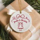 Whimsical Hand Drawn Christmas Engaged Keramisch Ornament