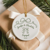 Whimsical Hand Drawn Christmas Engaged Keramisch Ornament